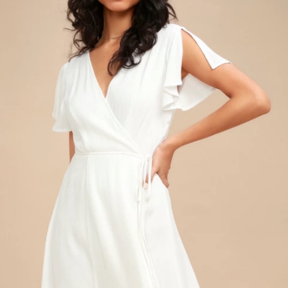 Lulus White Wrap Dress NWT